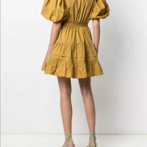 Ulla Johnson Maud Mustard Puff Sleeve Dress 8 - Picture 4 of 10
